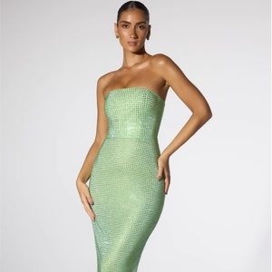 Embellished Strapless Evening Gown In Sage Green.
*Wore Once*